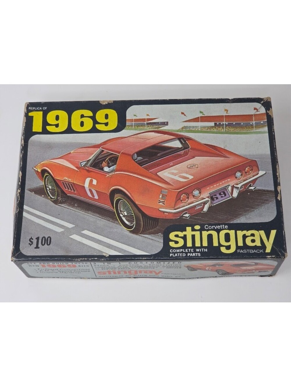 Replica 1969 Corvette Stingray Fastback Model Kit Empty Box Only Display